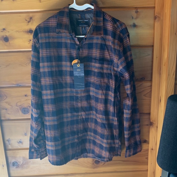 Nickle & Iron Other - NWT Nickle & Iron Men's Medium Plaid Button Down Shirt Brown Navy